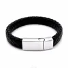 MECYLIFE Stainless Steel Clasp Magnetic Top Brands Genuine Woven Leather Bracelet