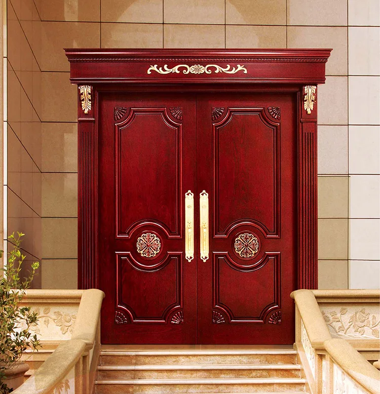 Exterior Front Door Solid Wood Design Main Double Entry Solid Wood