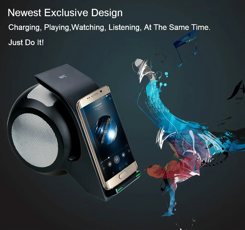 5.0 wireless charging bluetooth speaker NFC speaker qi wireless charging bluetooth speaker - ANKUX.COM