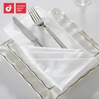 Ce Certificate 100% Cotton Satin Band White Color Table Napkins For Hotel