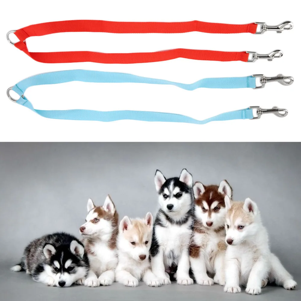 2.5*50 CM Double head Multiple Dual Coupler 2 Way Nylon Dog Pig Pet Walking Leash Lead Collar durable Nylon Dog Lead 2 Colors