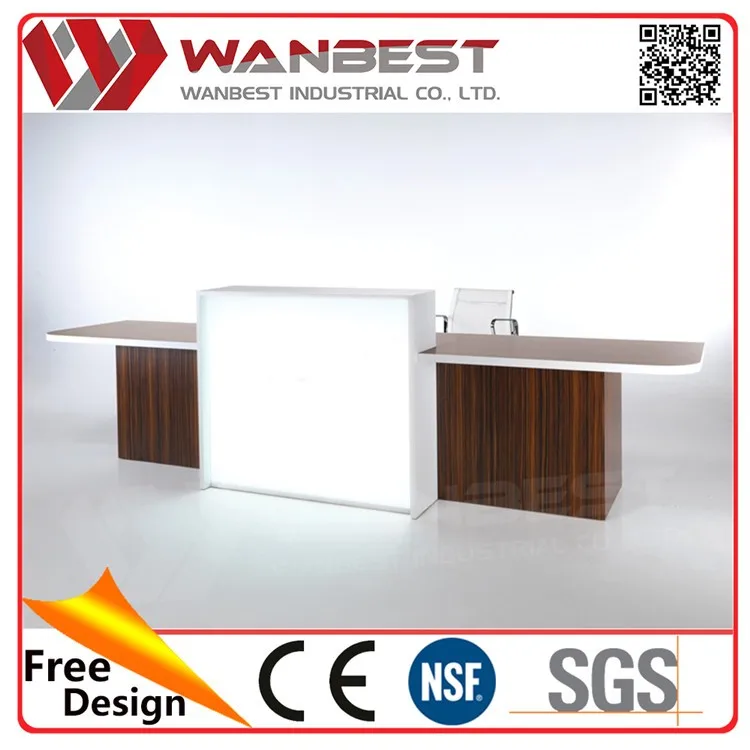 RE-031 reception counter middle led lighitng wood cabinet customized logo.jpg