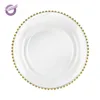 PZ22640 Cheap Wedding Silver Glass Beaded Gold Charger Plates Wholesale