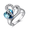 Sea Blue Titanic Ocean Heart Sapphire Rings Silver Plated Princess Cut Engagement Rings For Women New Model Diamond Rings