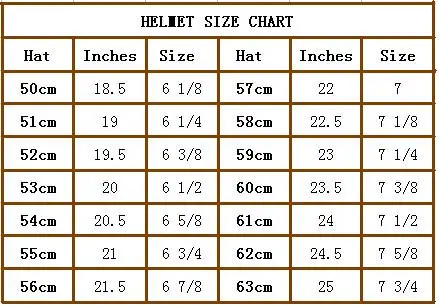 Troxel Helmet Size Chart
