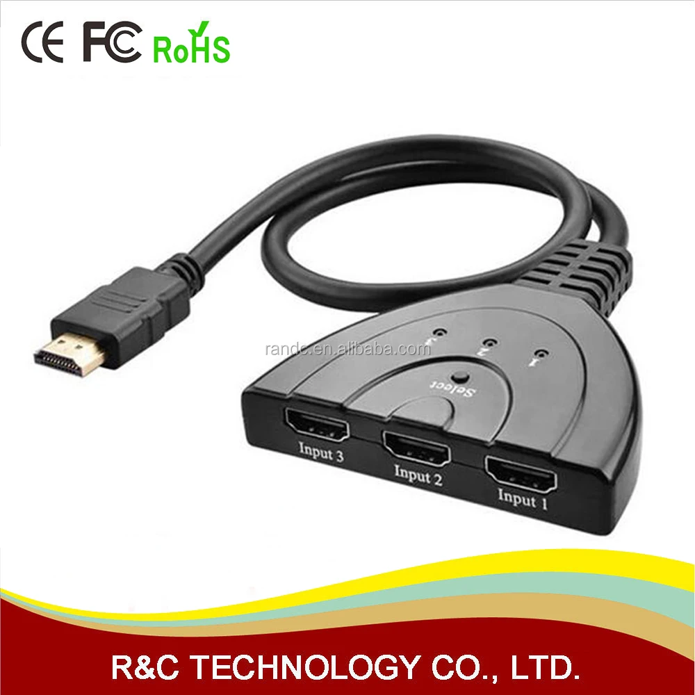 3 IN 1 OUT 1080P Hub V1.4B HDMI Switch Switcher Splitter Cable For HDTV XBOX PS3