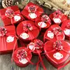 Custom round/square/heart/rectangle shapes red tin box with flower decorative for wedding tin can