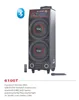 plastic front panel bluetooth battery double ten inch mp3 active stage dj speaker with built in amplifier,usb,sd,fm,rc(6100T)
