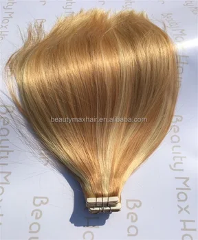 blond,messy high quality tape extension hair, straight blond tape hair