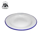 China wholesale color rim design dinner enamel dessert plate for kids