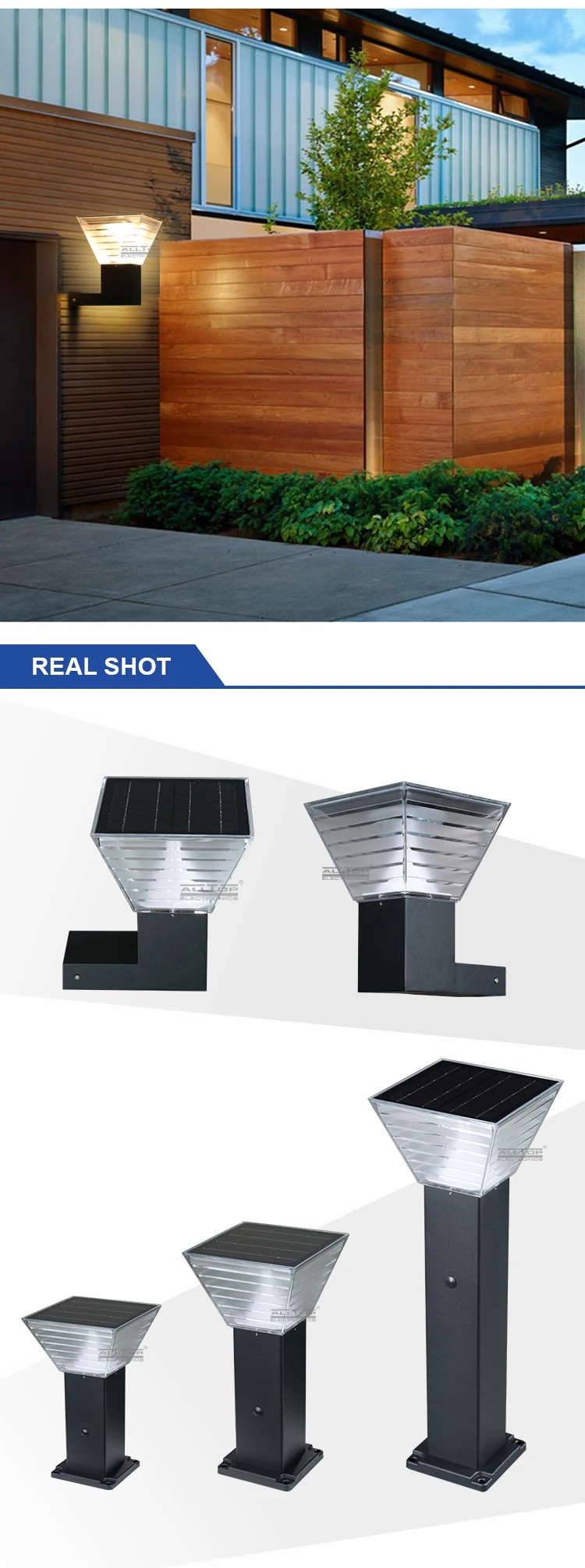 ALLTOP High quality Aluminum PC waterproof long time lighting IP65 outdoor 5 watt solar led garden light