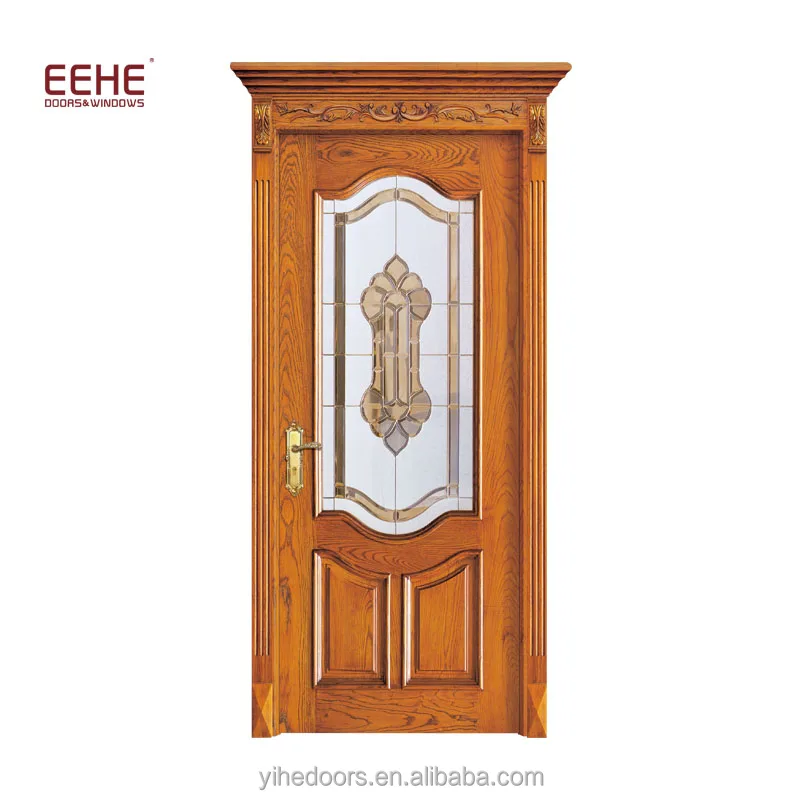 Stylish Wood Glass Balcony Indoor Wood Door Design Customized