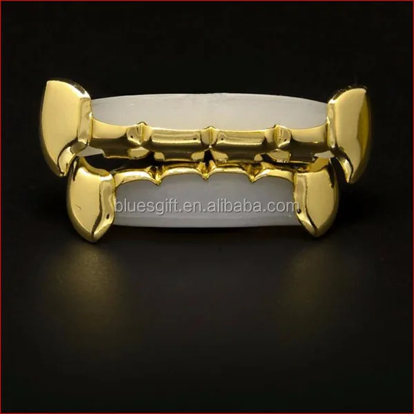 

Blues RTS Full Fang vampire teeth Grillz Slim Gold Plated Dracula Half Teeth grillz TG053-G1, Silver, gold, hematite, rose gold and so on.