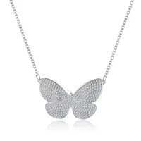 

LUOTEEMI Tiny CZ Micro Paved Girls Butterfly Pendant Necklace