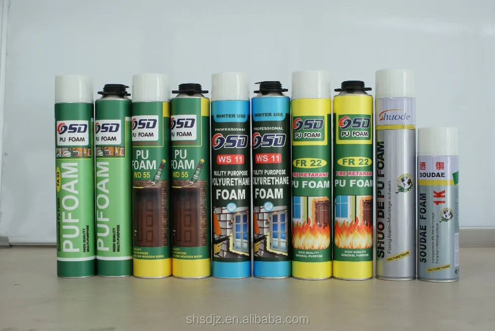 High Density 750ml Pu Aerosol Polyurethane Spray Foam Adhesive De