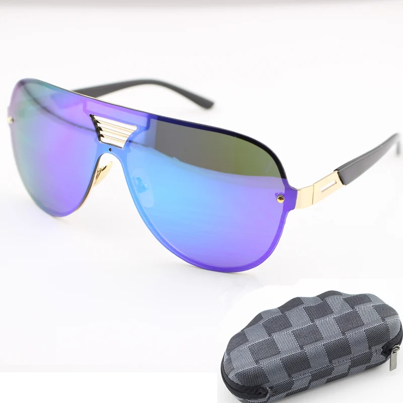 2015 summer style women sunglasses Valentine brand big frame colorful mirror lenses Siamese sun glasses goggle eyeglass with box