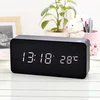 New arrival Desktop rectangular time temperature double display wood clock / rectangular electronic alarm clock