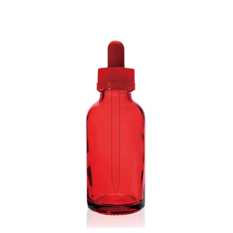 15ml 30ml 60ml 120ml red boston round glass bottle with red childproof cap