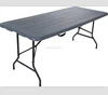 New design wooden style 6FT plastic HDPE table top plastic folding in half table