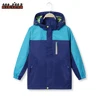 Stock Kids Outdoor waterproof Hoodies Reflective Windbreaker Reversible Rain Jacket for Children Boys 6-14 Years