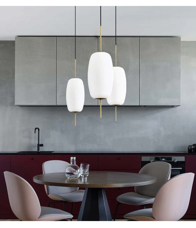 Nordic simple bedroom dining room hotel indoor bar white glass hanging chandeliers
