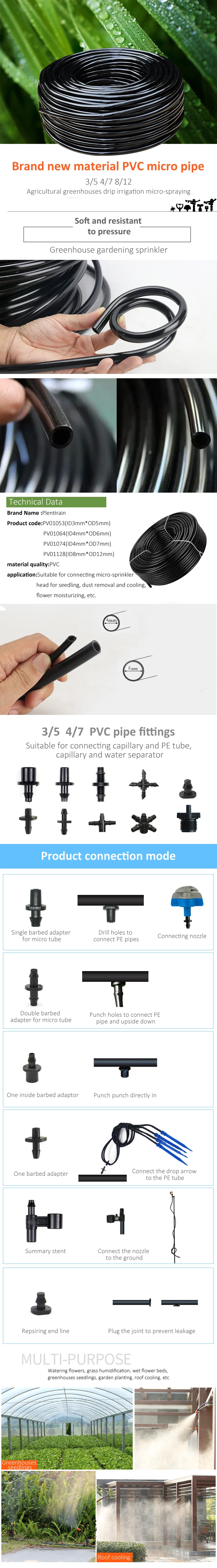 PVC micro Drip Irrigation Hose For agriculture water system