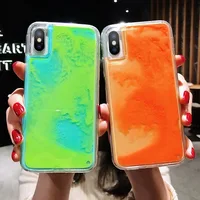 

Neon Sand Liquid Case For iPhone xs max Phone Cover, Luminous Glitter Phone Case for iPhone 6 7 8 Plus Cases