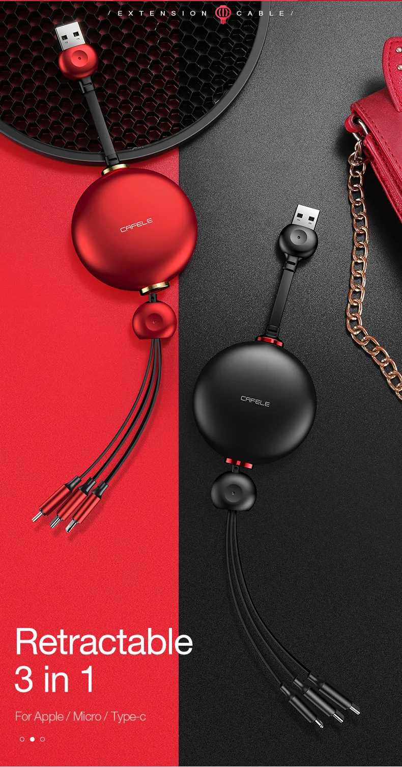 Cafele 3 In 1 USB Cable Lantern Style Charging Cable Type C Micro 8Pin Data Sync Cable - ANKUX.COM