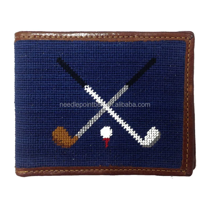 Crossed Golf Clubs Handmade Leather Men Wallet