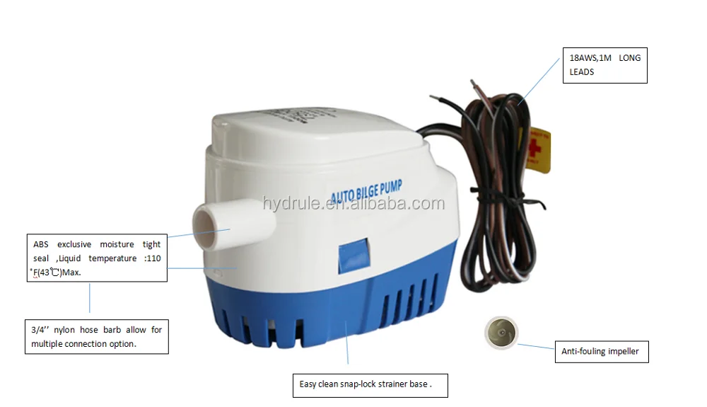 hydrule 12v small submersible pump with internal float switch