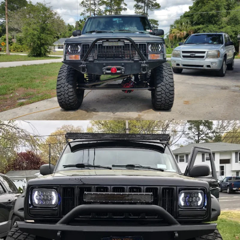 FADUIES 105W 5''x7'' Led Headlights with DRL for Jeep Wrangler YJ Cherokee XJ H6054 H5054 H6054LL 69822 6052 6053 (Black Pair) (6)