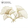 Handmade Gold Metal Wall Decor Color Gingko Leaf Wire Metal Craft
