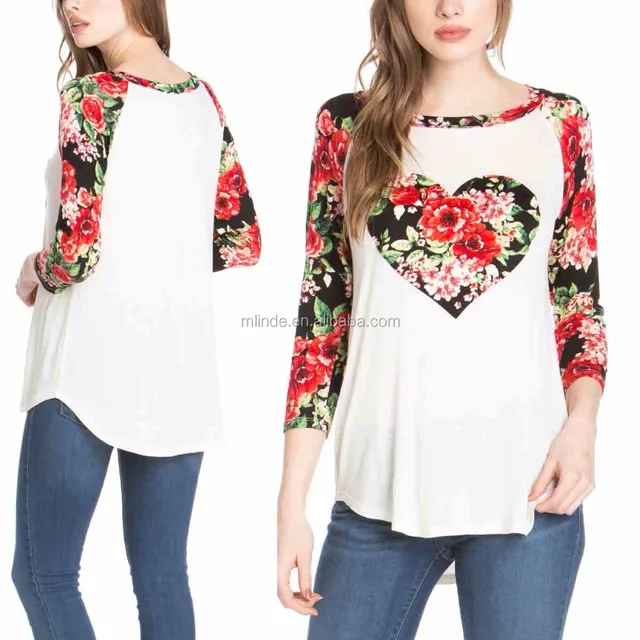 oyster & black heart floral hi-low raglan tunic party wear