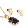 Popular Wholesale Artificial Big Diamond Golden Black Crystal Jewellery Sets For Girls