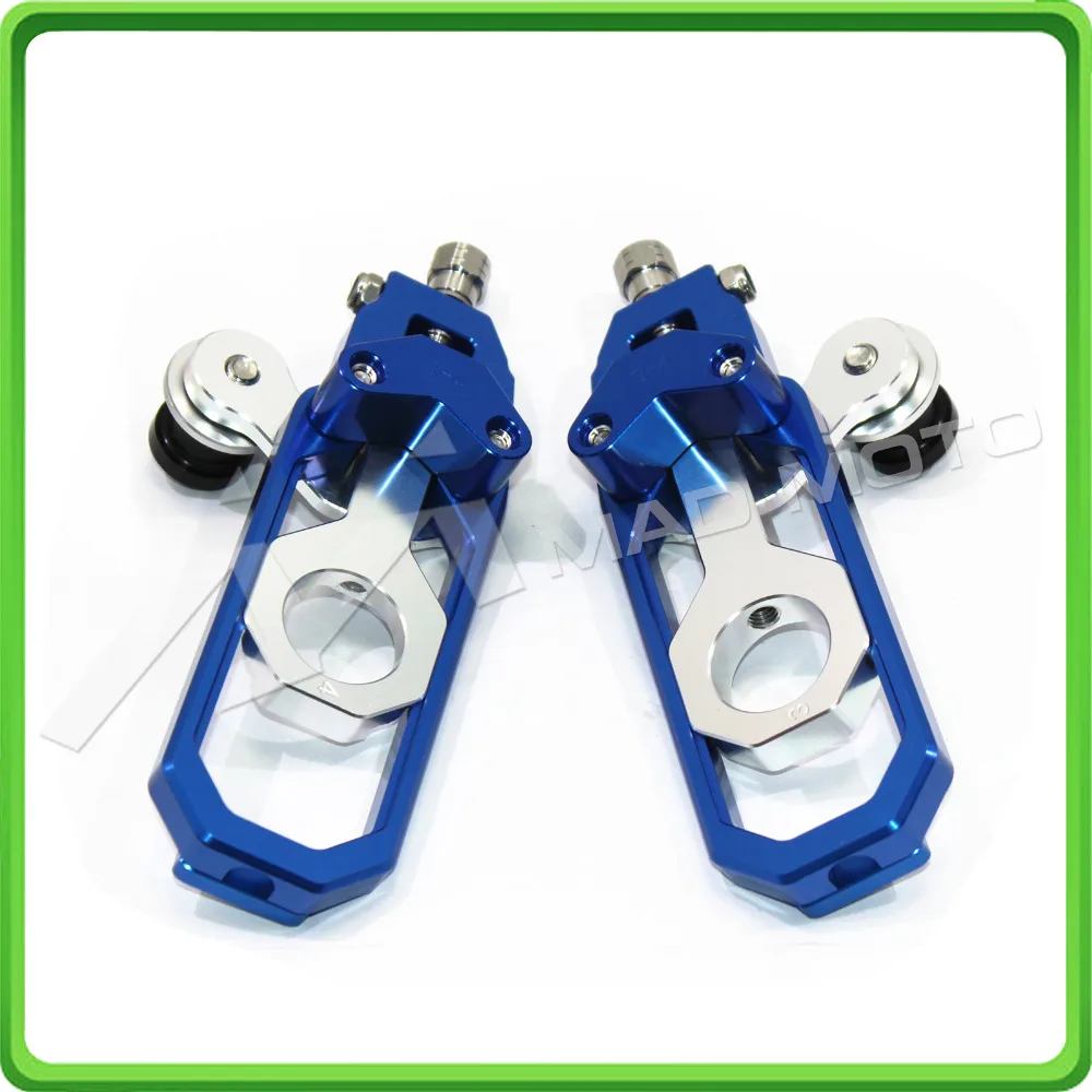 Motorcycle Chain Tensioner Adjuster with paddock bobbins kit for Suzuki GSXR1000 GSXR 1000 GSX-R1000 2007 2008 07 08 Blue&Silver (4)