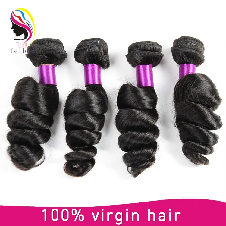 

Free shipping 4 bundles 18 20" 22" 24"brazilian virgin hair loose wave 100% unprocessed human hair