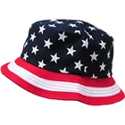 Custom wide brim american flag bucket hat