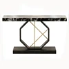Luxury gold brass black marble top console table