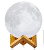 8-24cm LED Night Light 3D Printing Moon Lamp, Warm and Cool White Dimmable Touch Control