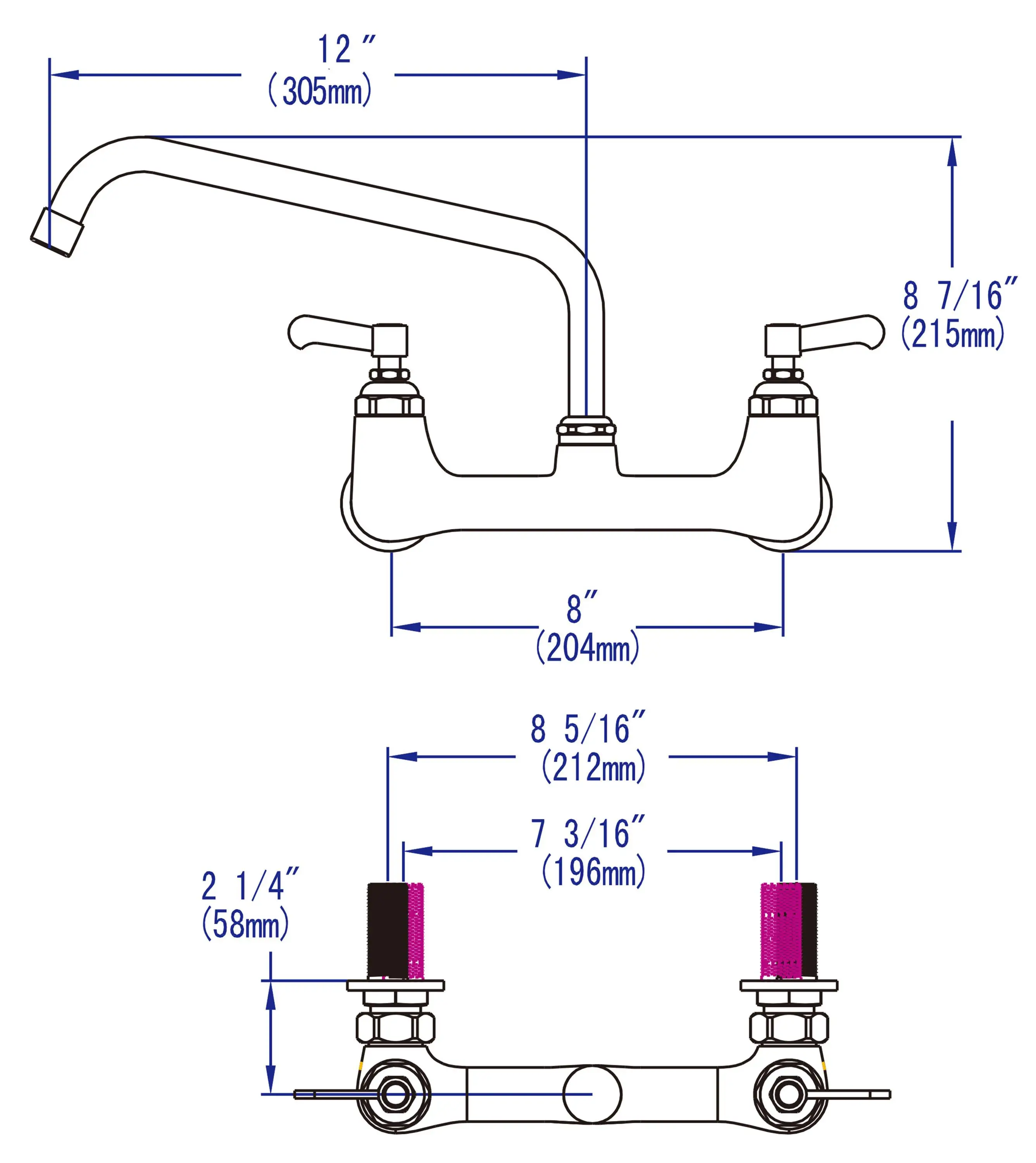 restaurant kitchen extension faucet CHICAGO Handle Bar swing deck-mounted workboard faucets for restaurants