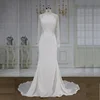 French lace bodice with simple import material crepe from Japan mermaid skirtEurope style wedding dresses