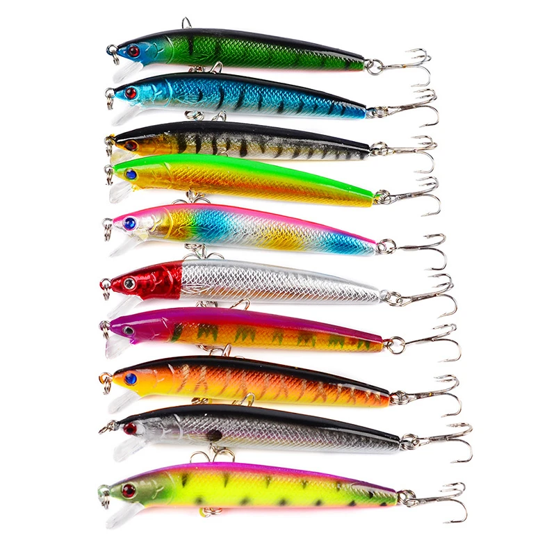 10PCS-Floating-Fishing-Lure-Laser-Hard-Artificial-Bait-3D-Eyes-9-5cm-8-5g-multiple-Colour