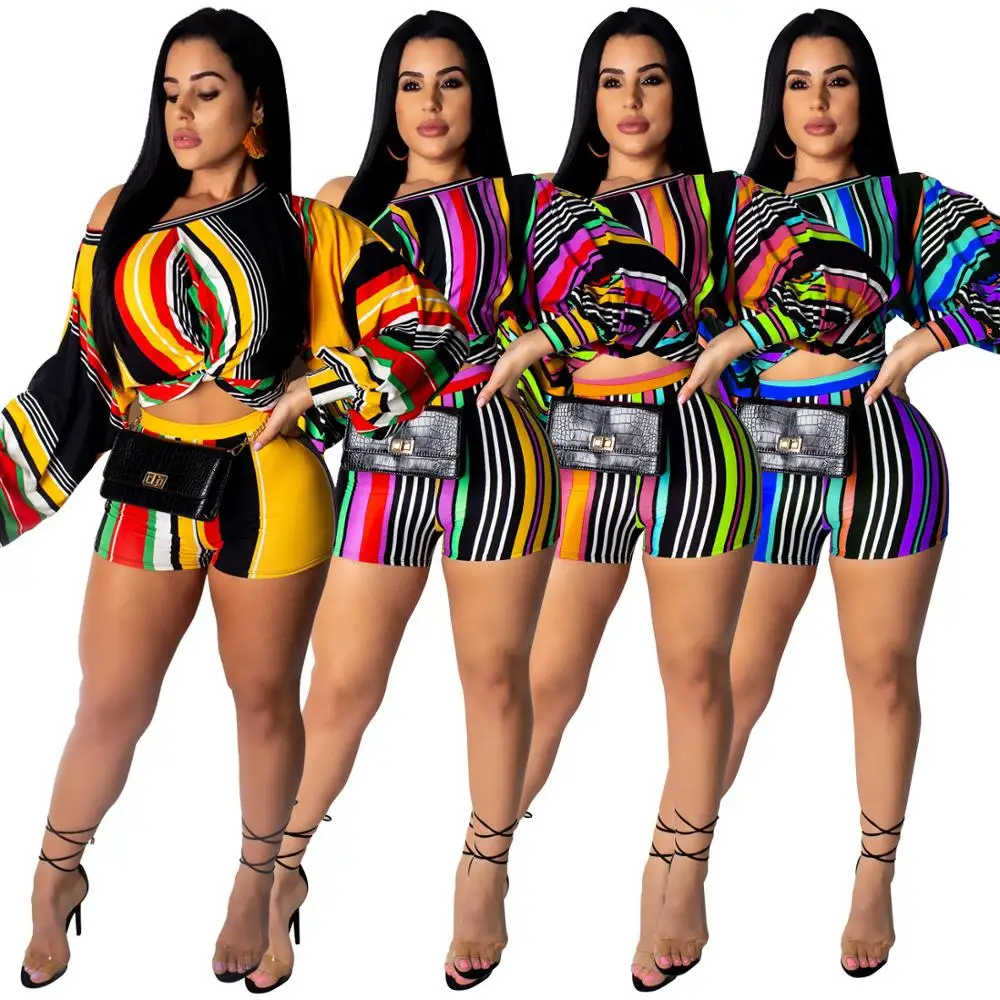 2019 Plus size XXXL Pair of striped long sleeve shorts with bubble sleeves two piece set women clothing, As the pic
2019 Plus size XXXL Pair of striped long sleeve shorts with bubble sleeves two piece set women clothing, As the pic