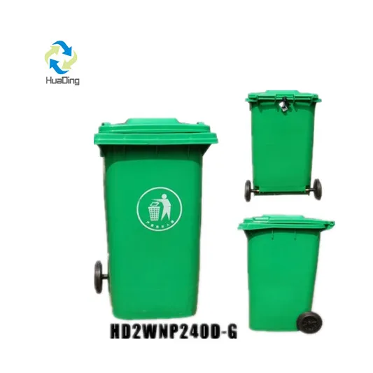120l litre recycling green rectangular plastic dust bin outdoor garbage cans with attached lids for environmental waste disposal