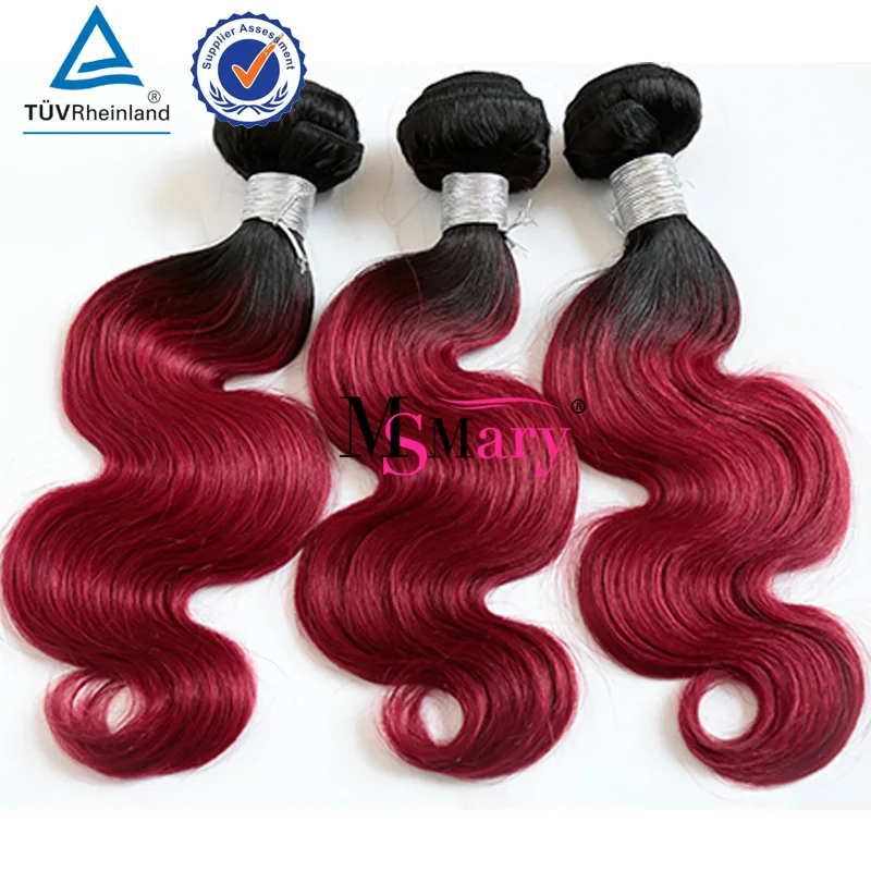 

Brazilian Virgin Hair 1B 99J Ombre Weave Body Wave Human Virgin Hair 3 Bundles Burgundy Ombre Brazilian Hair, Natural color #1b