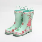 Hot sale baby beautiful patterned knee rubber boots for kids