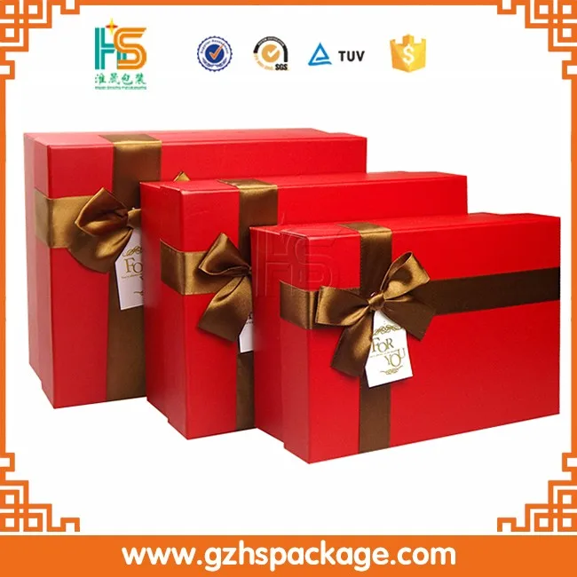 gift paper packaging box, hot sale cheap small red gift boxes