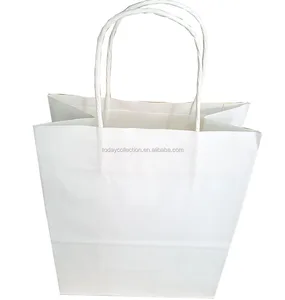 bleached white kraft paper gift shopping bag