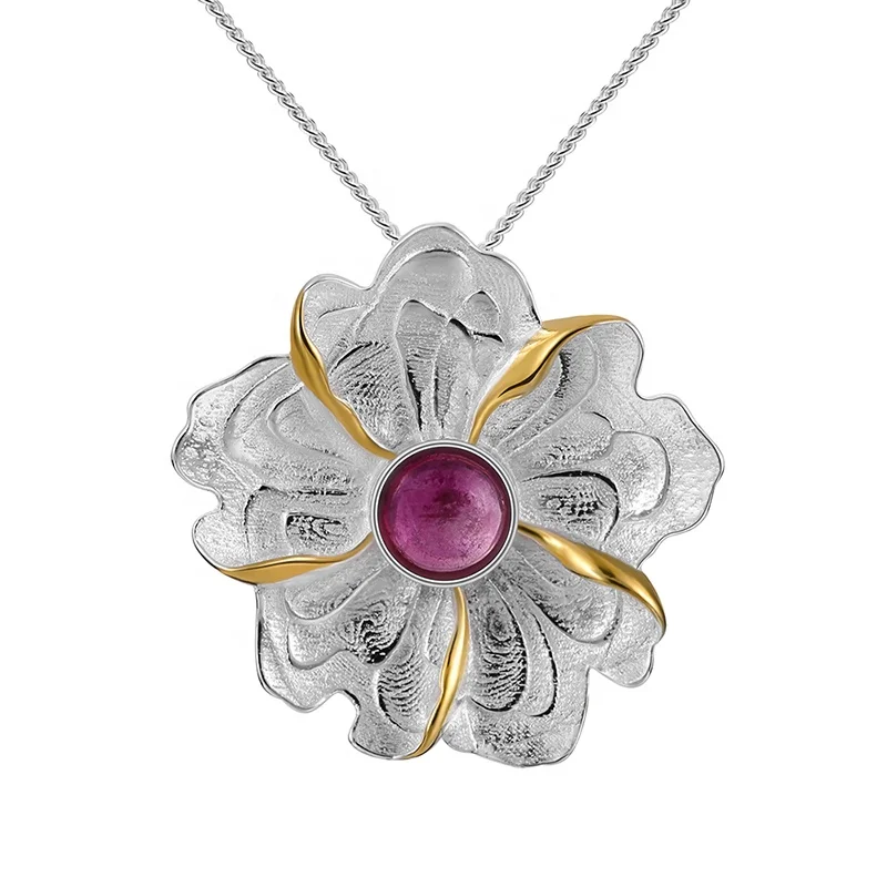 Wholesale Handmade Natural Tourmaline 925 Silver Jewelry Peony Flower Pendant For Women Best Christmas Gifts
Wholesale Handmade Natural Tourmaline 925 Silver Jewelry Peony Flower Pendant For Women Best Christmas Gifts