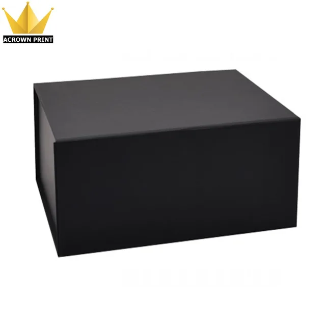 flat pack cardboard gfit packaging black magnetic gift box wi